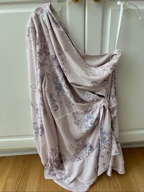 Michael Costello Pink Floral One-Shoulder Dress Size M